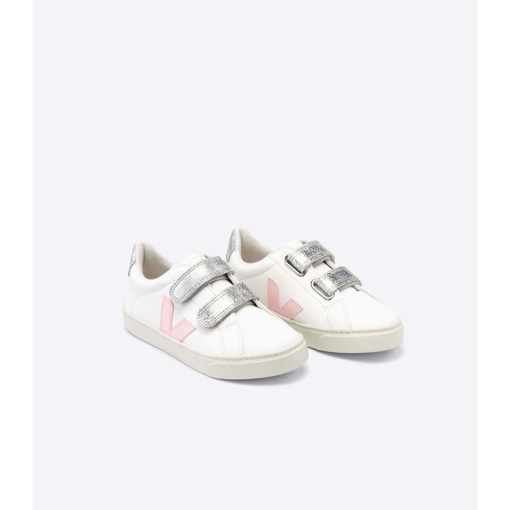 White/Silver Kids' Veja ESPLAR CHROMEFREE Sneakers | AU 827KOR